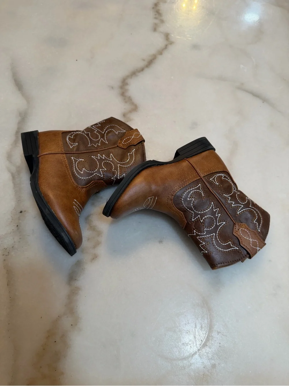 wonder nation Brown Western Embroidered Kids Cowboy Boots